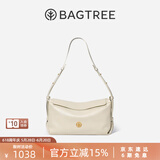 BAGTREE【明星同款】包包树奶盒包植鞣牛皮新款轻奢品牌单肩斜挎Hobo女包 皎月白-中号【磁吸拉链款】 高级小众