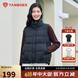 坦博尔羽绒服马甲女立领宽松外搭短款羽绒背心外套TD236006 黑色 165