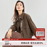 尚都比拉秋季简约时髦设计感经典百搭短款外套女皮夹克 咖色 M 