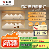 公牛（BULL）感应猫眼橱柜灯磁吸充电山丘光效展柜玄关氛围小夜灯 银40cm三色