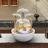 点道（DIANDAO） 家居小型客厅鱼缸流水器电视柜摆件陶瓷喷泉办公室桌面加湿器 升级版218005白色叶子+雾化器