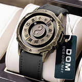 多姆手表男八卦磁悬浮男表名表黑科技炫酷国潮十二时辰防水新年礼物 铜壳黑皮-男表