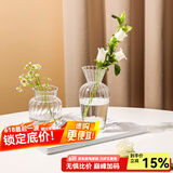 川岛屋透明玻璃小花瓶摆件客厅插花干花水养网红ins风玻璃瓶 玻璃花瓶(矮款)