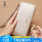 金狐狸（FOXER）牛皮女士钱包大容量长款卡包钱票夹手拿包零钱包轻奢女友生日礼物