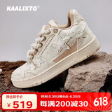 Kaalixto车澈联名款板鞋国潮复古蕾丝舒适星星鞋男女同款情侣鞋米白色40