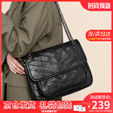 viney包包女包流浪包牛皮斜挎包轻奢链条包生日礼物送女友老婆 【黑色】实用高级感轻奢大容量品牌手提单肩包