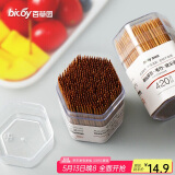 百草园一次性碳化竹牙签2筒840支家用盒装环保卫生独立罐装酒店饭店牙签