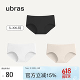ubras女士内裤女抗菌底裆中腰三角裤黑色+白色+瓷肌色L