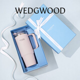 Wedgwood不锈钢保温杯高颜值咖啡杯便携水杯陶瓷涂层茶杯保冷保热随行杯 浮雕玉石粉彩吸管杯-粉色888ml