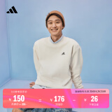adidas情侣款休闲宽松抓绒圆领长袖卫衣套头衫男女阿迪达斯轻运动   白色   L
