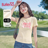 班尼路（Baleno）正肩紧身短袖T恤女2025年夏季圆领修身显瘦可爱百搭时尚气质上衣