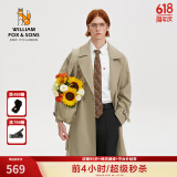 William fox&sons新复古回潮设计师款/立体剪裁风衣男腰带装饰层次感休闲长款外套 卡其色（御寒10℃） L /50