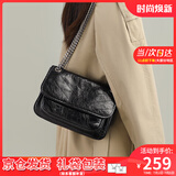 viney包包女包牛皮斜挎包轻奢链条腋下包生日礼物送女友老婆 【黑色】实用高端邮差包 高级感时尚品牌通勤大容量单肩流浪包