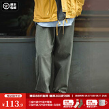 马登工装美式复古Easypants卡其休闲裤军绿色宽松直筒束脚长裤子男夏 灰绿色 S （100-130斤）