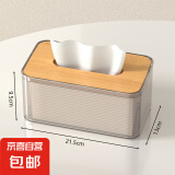 京东物流 透明木盖纸巾盒客厅家用抽纸盒轻奢高级感茶几透明带盖 大号方形（21.5*13*9.5cm）