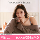 维多利亚的秘密（Victoria's Secret） 田曦薇同款 夏季logo舒适字母肩带文胸女士隐形无痕内衣性感送礼 54A2黑色-无钢圈 11221457 70A (32A)