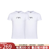阿玛尼（ARMANI）奢侈品男装 男装短袖t恤男士时尚休闲修身薄款微弹短袖T恤两件装 白色 M 115-135斤