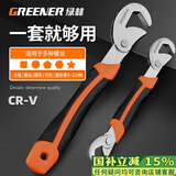绿林（GREENER）扳手套装工具家用两件套管钳万能活动扳手活口开口多功能卫浴神器