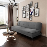 紫盈门 沙发床折叠多功能小户型单双人实木客厅两用午休床懒人沙发 深灰色布艺五金 2.0米