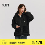 森马（Semir）森马外套女仿羊羔毛摇粒绒双面穿连帽重磅夹克24新款109724108002