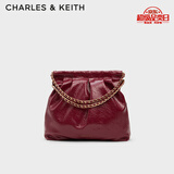CHARLES&KEITH子母链条大容量流浪包托特包单肩斜挎包女包生日礼CK2-40671449 Burgundy葡萄酒红色 L