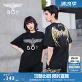 BOY LONDON【金翼锁链】夏季短袖情侣款翅膀烫金潮牌圆领T恤N01918 黑印金N01918 经典升级 L