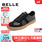 百丽男鞋舒适牛皮休闲鞋商场同款复古夏季透气德训鞋52022CM0 黑色 40 (250mm)