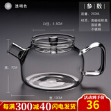 锦格玻璃茶壶泡茶壶侧把茶壶功夫茶具耐高温加厚茶壶过滤耐热全玻璃壶 玻璃小壶H21透明中号：250ML