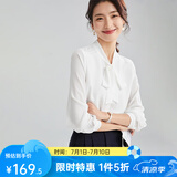 欧莎（OSA）春秋2025年新款白色OL职业衬衫女设计感长袖雪纺衬衣上衣 白色 XL