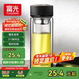 富光 男女士双层玻璃杯 水杯 支持团购定制 304杯子泡茶杯400ML黑