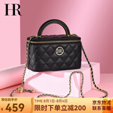 HR赫莲娜女包小方包菱格链条包斜挎包手提盒子包单肩斜挎包生日礼物 黑色
