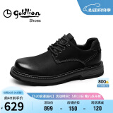 金利来（goldlion）男鞋工装鞋复古个性耐磨皮鞋舒适系带休闲鞋54623015594A黑灰色44