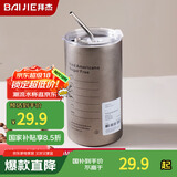 拜杰304不锈钢咖啡杯水杯冰霸杯车载男保冷杯子大容量带吸管600ML