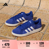 adidas「面包鞋」GRAND COURT BASE 00s休闲低帮板鞋男女阿迪达斯   半荧光蓝/白色/树脂黄   36.5