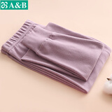 AB女士秋冬纯色纯棉磨毛保暖打底秋裤单件贴身女款柔软长裤棉毛裤 胭紫 1条 2XL 推荐130-150斤【5°-15°】
