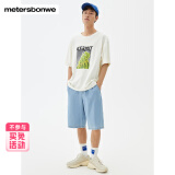 美特斯邦威休闲短裤男款合集夏季时尚牛仔短裤系带短裤-不参与店内买免活动 A款-牛仔浅蓝 M 170/76A