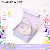 CHARLES&KEITH三角扣新月包腋下包单肩包包女包女友生日七夕礼物CK2-50271205 粉白色Chalk S