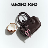 Amazing Song乙颂吐司包小号细纹牛皮波士顿包时尚百搭通勤手提单肩斜挎枕头包