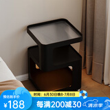 航轩世家床头柜小型家用卧室创意床边柜现代简约收纳架子铁艺移动边几 【带感应灯】35*35*59cm-幽暗黑