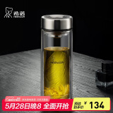 希诺双层玻璃杯男家用商务办公泡茶杯子过滤车载水杯XN-9301 265mL
