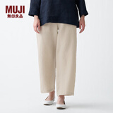 无印良品 MUJI 女式 法国亚麻 直筒裤 402825 BEG01C1S 原色 XL
