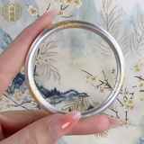 白棠花足银999.9描金古法纯银手镯新中式国风闭口镯子送女友礼物 58圈口约29克