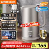 苏泊尔（SUPOR）烧水壶电水壶热水壶 2L大容量 316L不锈钢 无缝内胆 烧水壶防烫保温 自动断电SW-20J08P