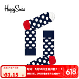 Happy Socks春夏款袜子女男袜薄荷曼波运动彩虹白色棉袜中筒袜 经典波点 1双 M 36-40