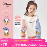 迪士尼（DISNEY）儿童女童卫衣加绒长袖不倒绒棉质宝宝上衣24冬DB131AA51米白100