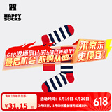 Happy Socks春夏款袜子女男袜多巴胺户外运动波点黑色棉袜中筒袜 白色条纹 1双 M 36-40