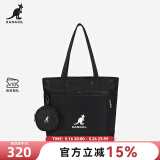 KANGOL官方中号托特包单肩手提包防泼水多功能实用健身包上课通勤有底撑 黑色