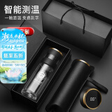 慕馨（moosen）玻璃杯茶杯男高端商务办公室泡茶杯茶水分离杯子智能便携车载水杯 尊贵黑(礼盒装+杯套杯刷)