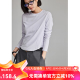 雲上生活【春日面膜t】解构显瘦短款多色圆领打底衫T恤上衣2025春T9130X 淡紫色-40支棉氨混纺 M （建议100-115斤左右）