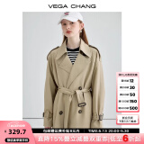VEGA CHANG风衣外套女2025年春秋新款中长款高级感纯色大衣 摩卡棕 M